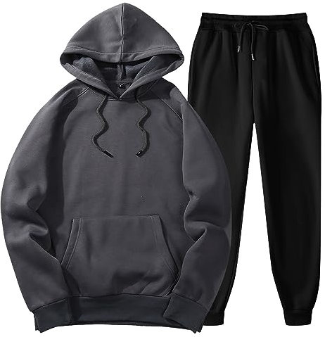 Sportanzug Herren Männer Mit Hosen Hoodie Plus Freizeit Winter Fleece Mit Kapuze Plüsch Frauen Anzüge Pullover Und Hosen Sweatershirt Top Hosen Jogginghose Und Hoodie Set Herren (Dark Gray, XL)