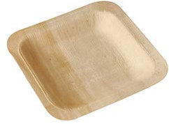 PAPSTAR Lot de 50 assiettes rectangulaires en bois pur 14 x 14 cm