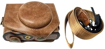 SundayZaZa PU Leather Camera Case for Canon PowerShot G7x Mark ii / G7x Mark iii Protective Camera Bag (Brown)