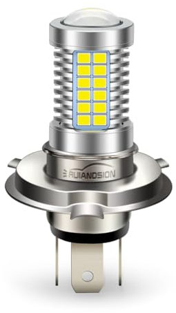 Ruiandsion Ampoule de Phare LED pour Moto H4 Jaune Citron DC 10-50V Super Lumineux avec Puces LED 2835 54SMD et Lentille de Projecteur pour Lampe de Moto, Non polarisée