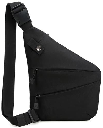 MUCHER Schultertasche Molle Diebstahlsichere Umhängetasche Militärisch Crossbody Tasche Taktisch Brusttasche Chest Sling Bag Klein für Herren Reisen Outdoor Wandern Camping (Linke Schulter-Schwarz)