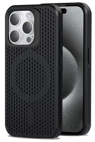 Dqtaoply for iPhone 15 Pro Max Case, Slim Shockproof Protection with Magnetic case Breathable Heat dissipation Phone Cover for iPhone 15 Pro Max - Black