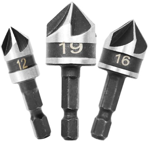 Ruidee 3 Pezzi Punte Frese Smussatrici Svasatore Conico a 90 Gradi Set In Metalloper Svasatura di Legno Punte per Essere Utilizzate Legno e Metallo Diametro(ZT-3)
