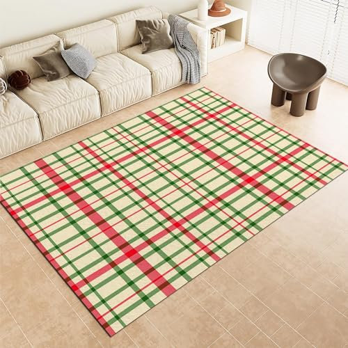 Beige Teppiche Wohnzimmer geometrisch gestreiftes Plaid Teppich Kinderzimmer rutschfeste Unterseite, FüRs Wohnzimmer Schlafzimmer Und das Kinderzimmer Moderner Teppich 60x90