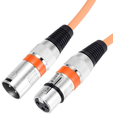 sourcing map XLR Male to XLR Female Cable, 3.0 m XLR to XLR Microphone Cable, Audio Adapter Cord for Preamps/Speaker Systems, Orange