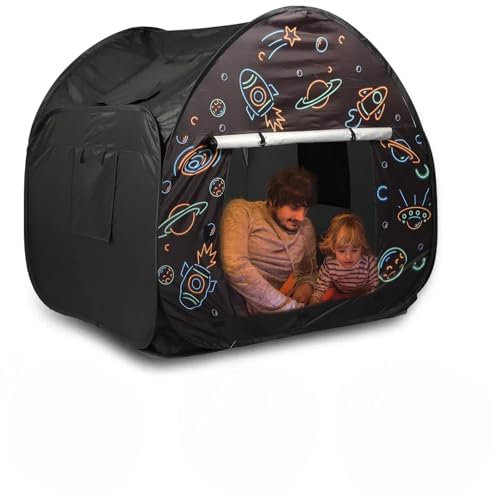 Ysityum Sensory Zelt für Kinder mit Autismus - Extra große 47x47 IN Kinder Zimmer spielen Zelt für innen, Blackout Sensory Indoor Pop Up Zelt, mit Tür Fenster String Licht für Kind Autismus Angst ADHD