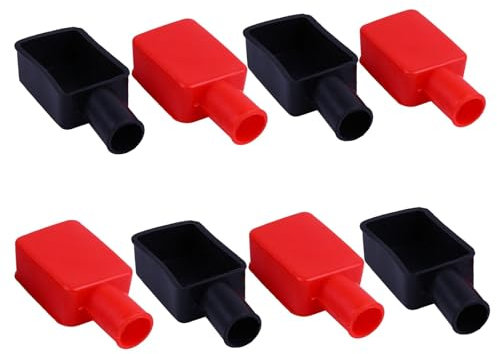 8 PCS Battery Terminal Covers, Car Battery Cover, Car Battery Insulation Jacket, Red & Black Battery Terminal Caps Soft Rubber Positive Negative Protector for Cars Electric Bikes Trucks