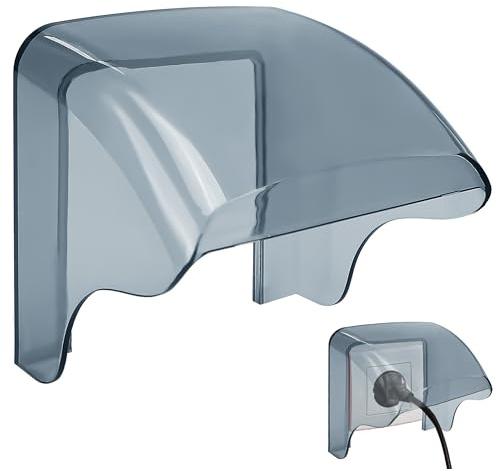 Tapa de enchufe impermeable, caja de interruptor para exteriores, cubierta de tomacorriente, protector de receptáculo autoadhesivo resistente a la intemperie para exterior, cocina, pared, fácil de