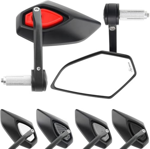Area1 universal Motorrad Lenkerendenspiegel Rückspiegel Paar e-geprüft für z.B. Duke SMC/R MT07 MT09 MT10 Z900 Z650 Z500 CMX CB 500 Hornet SV650 XSR F900R M1000R/XR R18 (Rot)