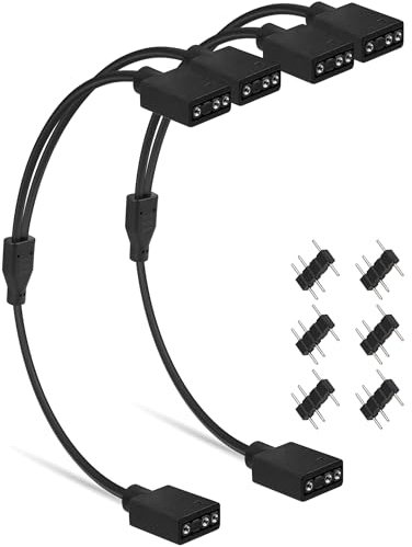 upHere 1-to-2 ARGB Splitter, 5V ARGB Extension & Sync Cable for CPU Cooler & RGB Fan (2 Pack)
