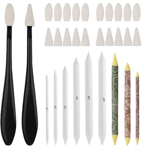 TRKETK 31 Pcs Drawing Stumps, Sketch Drawing Tools Art Blending Set Blending Stumps and Tortillions Set Blending Tools Paper Art Blenders Drawing Supplies for Artist DIY Drawing Sketching