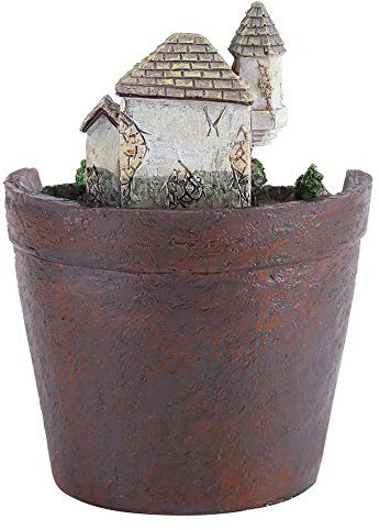 Mini Jardín Castillo Resina Suculenta Maceta Contenedor Hierba Flor Cesta Macetero Decoración del Hogar Jardín, Exquisita Casa para Decoración de Plantas de Casa de Muñecas (villa)