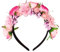 BOOMTOP Haarreif Blumen Blumenkranz Haare Haarband Rosen Braut Trachten Haarschmuck Blumenstirnband Damen Mädchen Haarkranz Kopfschmuck mit Blüten für Karneval Fasching Hochzeit Rosenrot