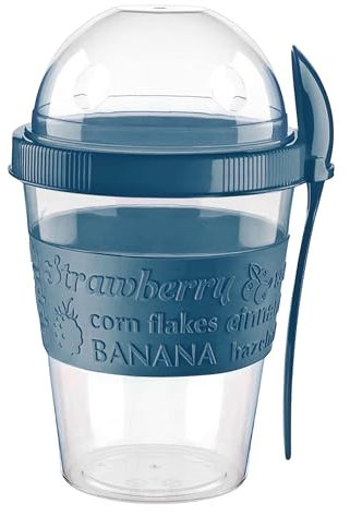 Yogurt Pots Spoon Reusable 600ML Overnight Oats Muesli Cup with Lid BPAfree Breakfast Cereal To Go Dishwasher Safe Snack Lunch Oatmeal Jars Travel Meal Food Container 20oz (Glacier Teal)
