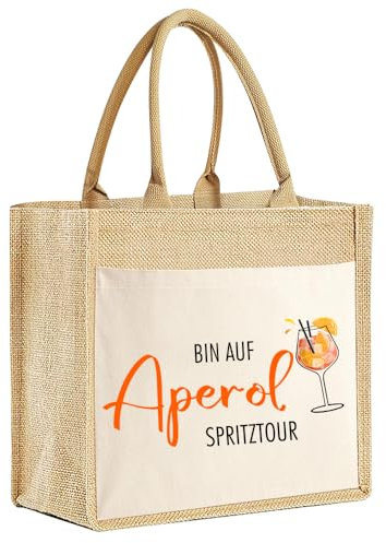 YYSWSAKY Aperol Geschenk Jutetasch, Aperol Spritz Geschenk, bin auf Aperol Spritz Tour Tasche, Geschenktasche für Weihnachten JGA Geburtstag