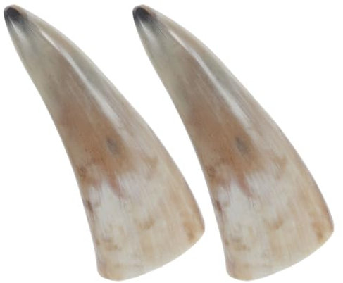 Ciieeo Vintage Horn Wine Glass Set, 2pcs Natural Ox Horn Drinking Cups for Coffee Beer and Wine, Unique OX-Horn Ornament Art for Home Decor, 13.5x6.5cm