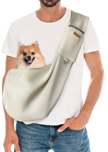 YAOZUP Hundetragetasche für kleine Hunde, Atmungsaktive Haustiertasche bis 6.5kg, Freihändige Hundetasche mit Seitliche Aufbewahrungstasche, Sicherheitshaken, für Spaziergänge, Reisen, Einkaufen