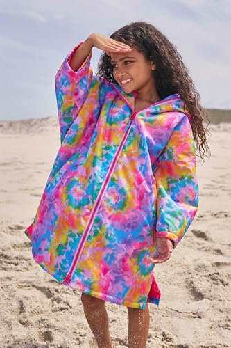 Mountain Warehouse Tidal Kids Waterproof Changing Robe - IsoTherm & Windproof Beachwear with Fleece Lining, For Boys & Girls - Best for Beach, Swimming & Pool Bright Blue M