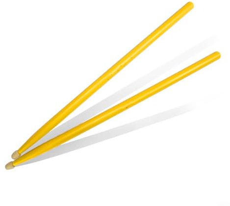 FUANA Paire de baguettes 5A 7A en bois avec olives ovales pour débutants - Multicolore - Jaune 7A