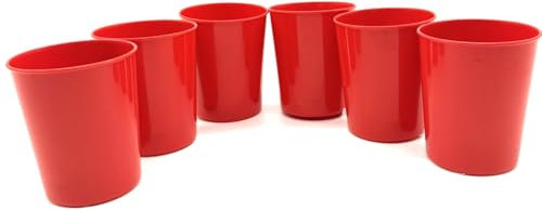 Kimmel 6 Stück Becher 180 ml Trinkbecher, Stapelbecher Plastikbecher Set, rot