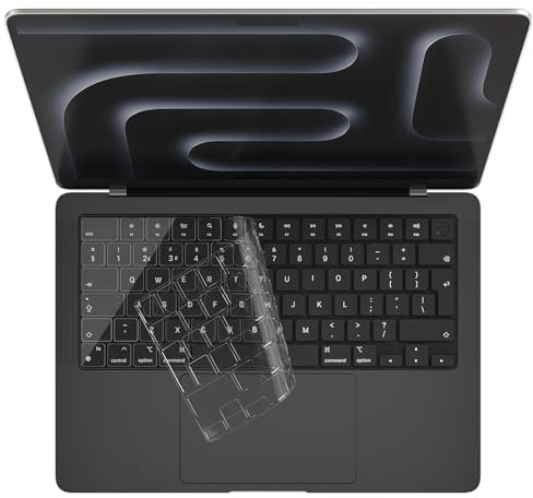 Protection de clavier pour MacBook Pro 2025-2021 14, 16 et Air 15 13,6 M4 M3 M2 M1 Chip A3112 A3186 A3241 A3240 Disposition ANSI UK/EU (TPU transparent)