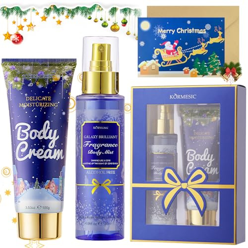 Geschenkset Frauen Weihnachten,Körperpflegesets Damen | Geschenkset Weihnachten mit Weihnachtskarten,Body Lotion Damen,Body Spray,Spendet Feuchtigkeit & stärkt die Hautbarriere