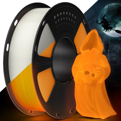 GEEETECH PLA Filament 1.75mm, Glows in the Dark Pla Filament Orange-Gelb in the Dark, 3D Drucker Filament 1kg Spool