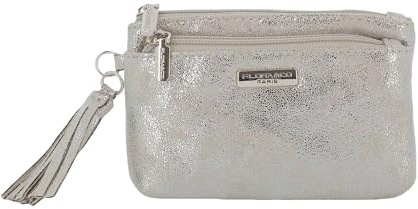 flora & co Petit Porte-Monnaie Similicuir Suède Irisé Femme - Portefeuille Porte-Cartes 3 Couches - Pochette Multifonctionel - Lèger Tendance - Taupe
