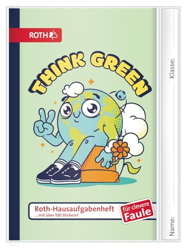 ROTH Hausaufgabenheft für clevere Faule Teens 2026/2027 – A5 Schülerkalender mit vorgetragenem Stundenplan & Stickerbögen – 1 Woche auf 2 Seiten – Hausaufgabenplaner für Teenager (Go Green)