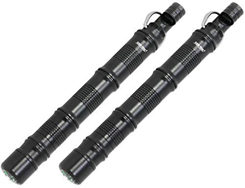 com-four® 2X Tactical Pen - Outdoor Überlebenstool mit Multifunktion - taktisches Werkzeug in schwarz mit Feuerstein, Watte, Pfeife, Kompass und Skalpell - 13,8 cm (02 Stück)