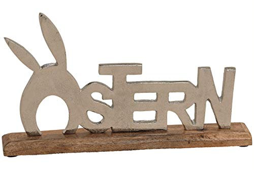 matrasa Aufsteller Schriftzug Ostern aus Metall & Mangoholz - Osterdeko Dekoration 32x19x5cm