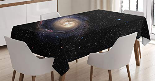 ABAKUHAUS Galaxis Tischdecke, Spiral Weltraum-Universum, Für den Inn und Outdoor Bereich geeignet Waschbar Druck Klar Kein Verblassen, 140 x 170 cm, Lila Beige Schwarz