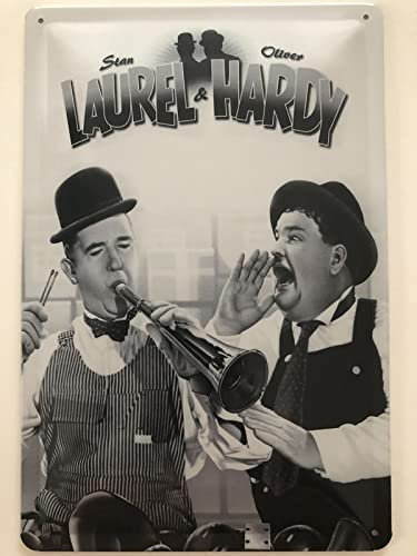 Blechschild 20x30cm gewölbt Laurel & Hardy Dick & Doof Fanfare Deko Geschenk Schild