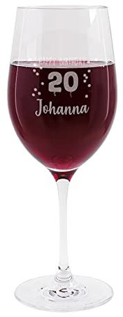 Herz & Heim® Leonardo Weinglas mit Gravur des Namens zum runden Geburtstag - die persönliche Geschenkidee 20. Geburtstag