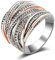 Mytys Bague tendance pour femme - 2 tons entrelacés - Plaqué or rose - Or noir - Argent - Or rose - Large index - Bijoux fantaisie, Métal non précieux, Pas de gemme
