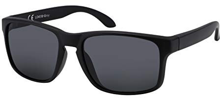 La Optica B.L.M. Sonnenbrille Herren UV400 Retro Sportbrille Fahrradbrille - Matt Schwarz (Grau Klassisch)