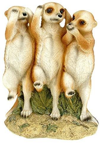 Kremers Schatzkiste Gartenfigur Erdmännchengruppe - Nichts Hören Sehen und Sagen - Garten Deko Geschenk Meercat Tierfiguren