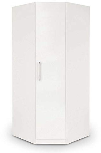 E-MEUBLES Armoire d'angle à Portes pivotantes, Penderie avec étagères 1 Porte (Tringle) (LxHxP): 96/96x210x64 Ruth (Blanc)