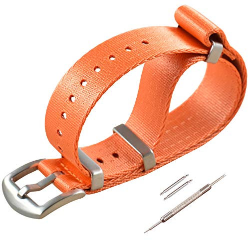MZBUTIQ 22mm Orange Uhrenarmband Sicherheitsgurt Nylon Watch Strap Armband Herren Gebürstete Schnalle