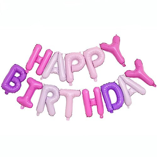 Ponmoo Foil Palloncini Happy Birthday Banner Kit - Amaretto, Bandiera di Buon Compleanno Palloncino Festa Decorazioni per Adulti Bambin