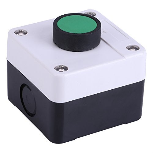 Duokon Push Button Switch, Weatherproof Green Push Button Switch One Button Control Box for Gate Opener