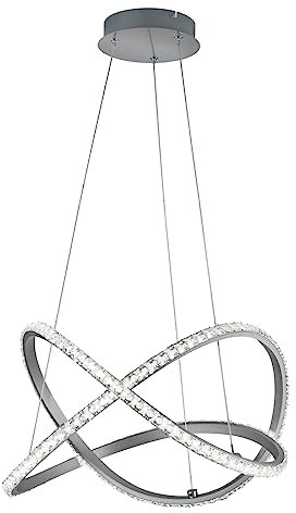 Reality Leuchten LED Pendelleuchte Rubin R32021105, Aluminium gebürstet, inkl. 26 Watt LED, Fernbedienung, Dimmer, Farbwechsel