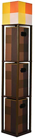 Minecraft Brownstone Torch 5-Foot Standing Floor Lamp and Storage Unit | Includes 3 Cube Organizer Storage Bins