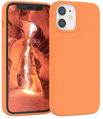 EAZY CASE Premium Silikon Handyhülle kompatibel mit iPhone 12 Mini, Slimcover mit Kameraschutz und Innenfutter, Silikonhülle, Schutzhülle, Bumper, Handy Case, Hülle, Softcase, Orange