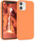 EAZY CASE Premium Silikon Handyhülle kompatibel mit iPhone 12 Mini Slimcover mit Kameraschutz und Innenfutter, Silikonhülle, Schutzhülle, Bumper, Handy Case, Hülle, Softcase, Hell Orange