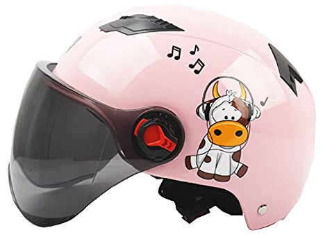 Casque de Moto Scooter Visière de vélo Flip up modulaire demi casque Pour Moto et Scooter, Protection en Cas de Chute protéger efficacement la sécurité routière des utilisateurs,Rose