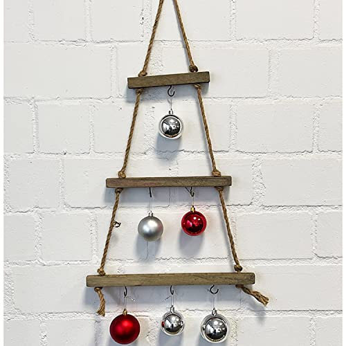 Mojawo Wanddekoration Hängender Deko Weihnachtsbaum Tannenbaum Strickleiter hängend + Haken B38xT2xH68cm