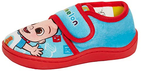 CoComelon Hausschuhe für Mädchen Jungen Säuglinge Kleinkinder Einfaches Verschluss Kinderzimmer Hausschuhe Kinder JJ Booties, Aqua Rot, 24 EU