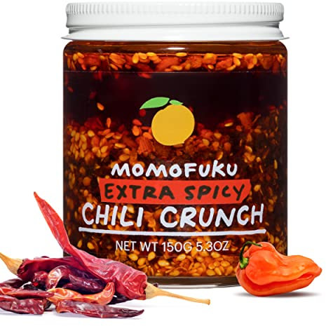Momofuku Chile crujiente extra picante de David Chang (5.3 onzas), aceite con ajo crujiente y chalotas, crujiente para cocinar como salsa o cobertura