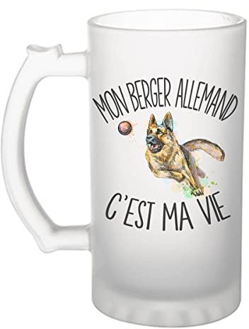 Planetee Chope de bière Berger allemand c'est la vie Chien | Verre à Bière Pinte humour alcool idée cadeau fête des pères anniversaire